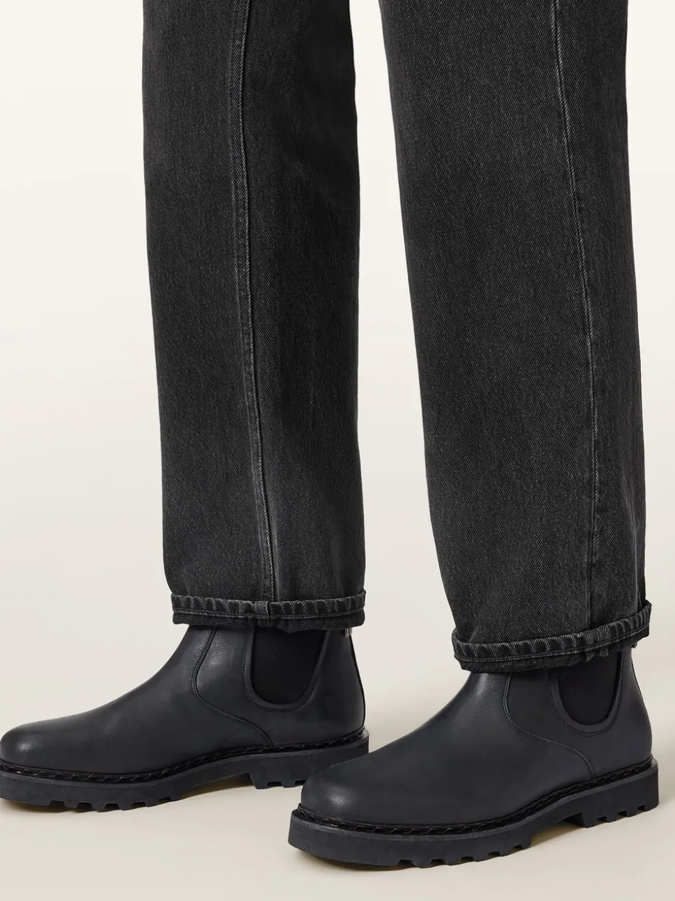 AllSaints Black Skiff Chelsea Boots