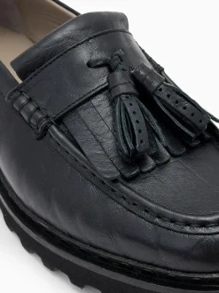 AllSaints Black Skiff Tassel Loafers