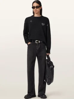 AllSaints Black Theo Crew Neck Jumper