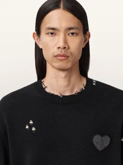 AllSaints Black Theo Crew Neck Jumper