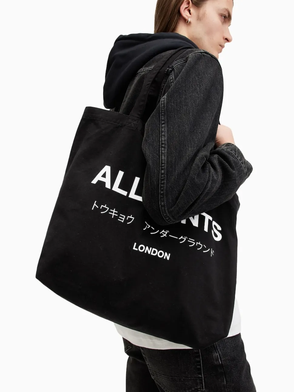 AllSaints Black Underground Tote