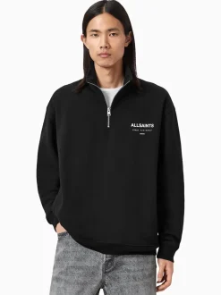 AllSaints Black Underground Half Zip Sweatshirt
