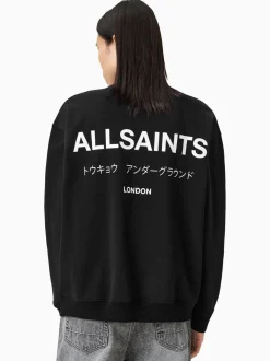 AllSaints Black Underground Half Zip Sweatshirt