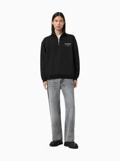 AllSaints Black Underground Half Zip Sweatshirt