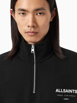 AllSaints Black Underground Half Zip Sweatshirt