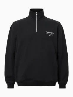 AllSaints Black Underground Half Zip Sweatshirt
