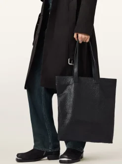 AllSaints Black Yuto Leather Tote