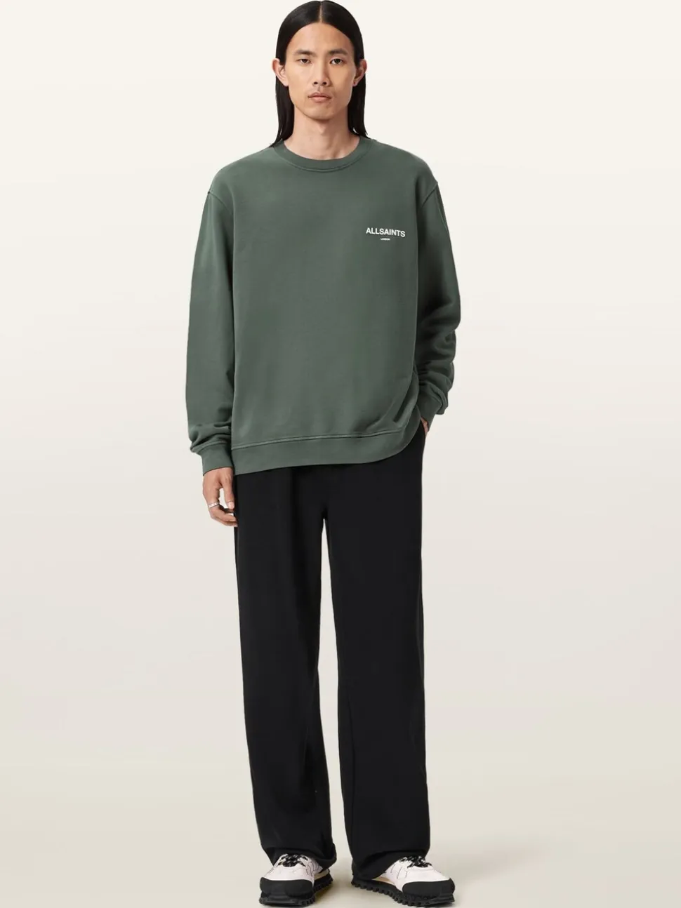 AllSaints Green Halcyon Crew Neck Sweatshirt