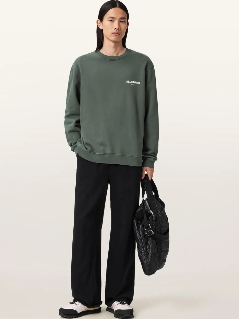 AllSaints Green Halcyon Crew Neck Sweatshirt