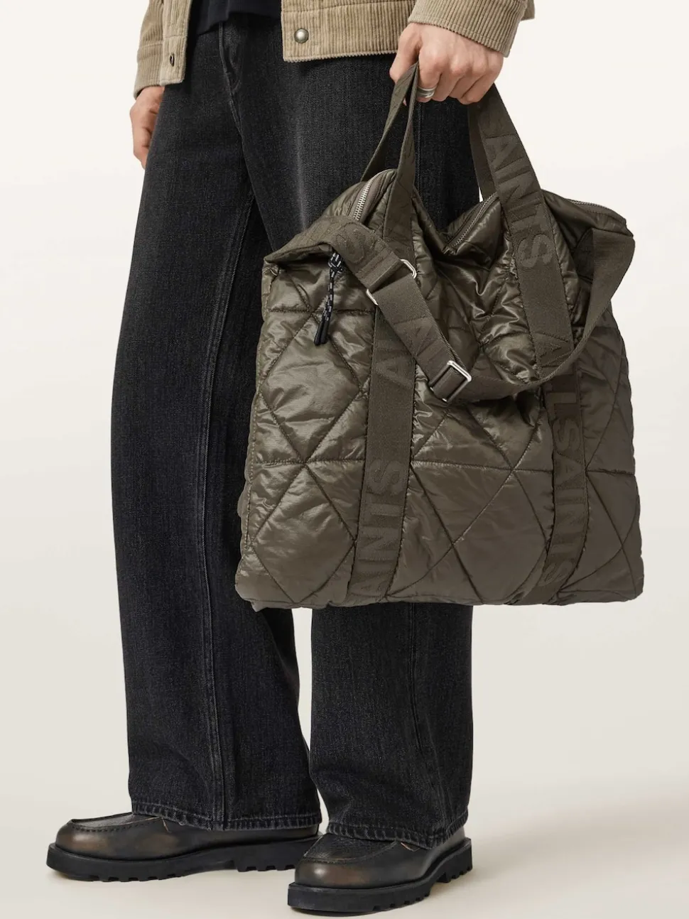 AllSaints Green Kei Quilt Backpack