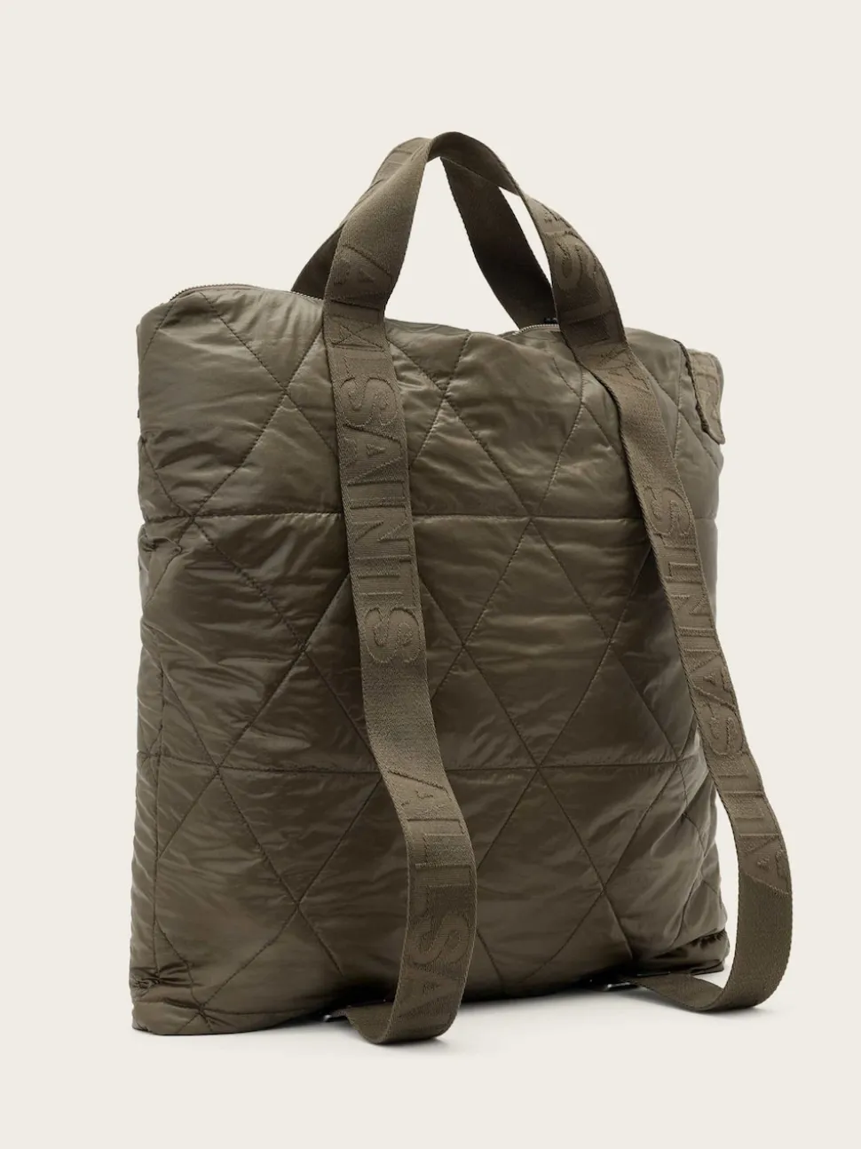 AllSaints Green Kei Quilt Backpack