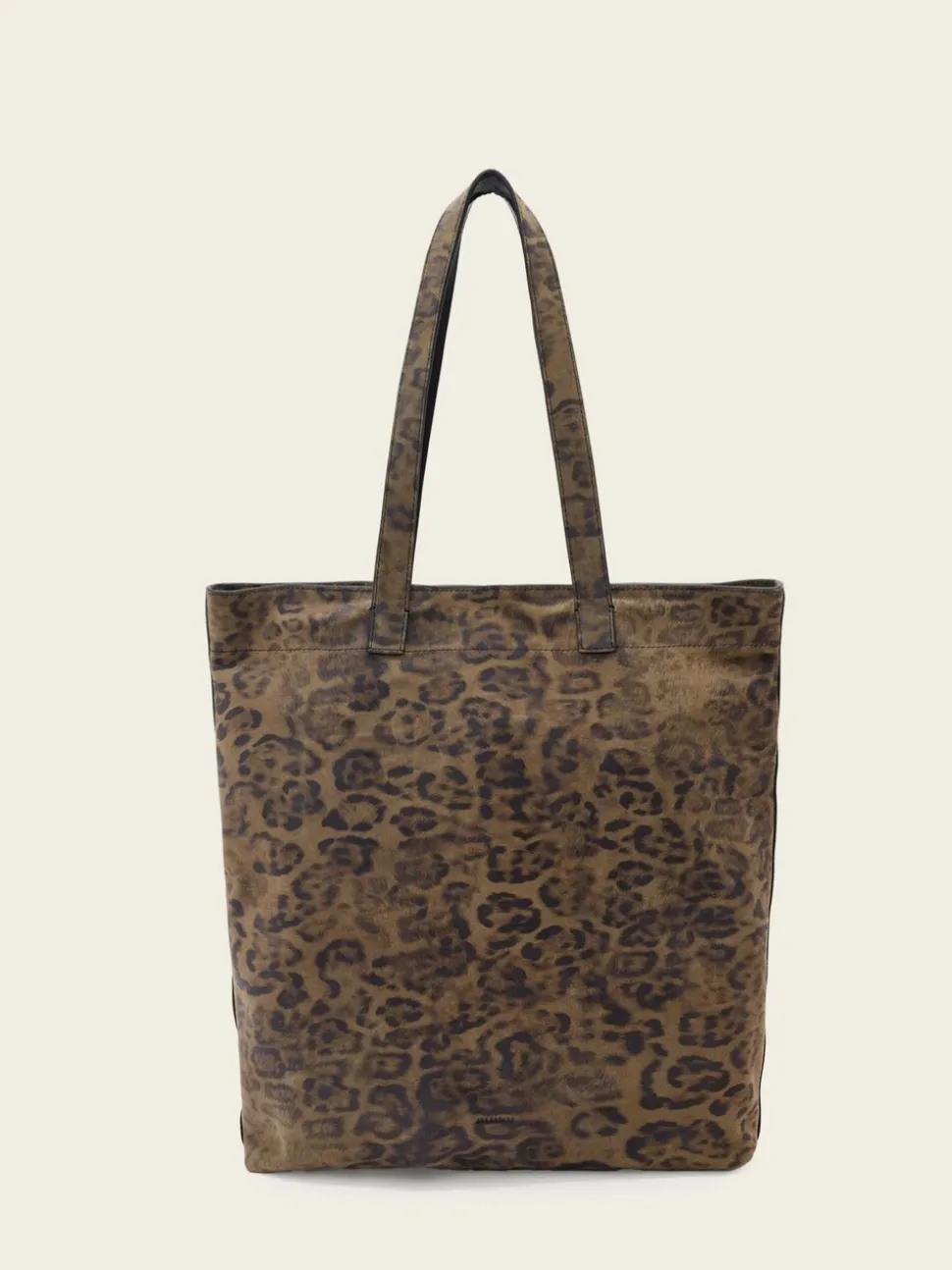 AllSaints Green Yuto Leopard Tote