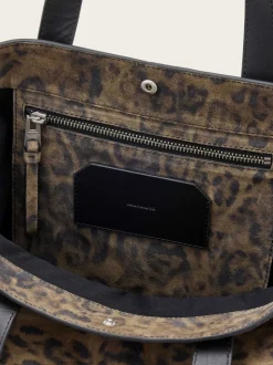 AllSaints Green Yuto Leopard Tote
