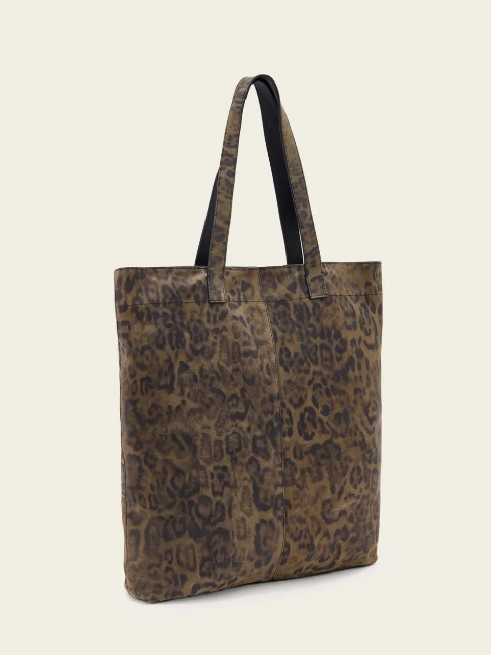 AllSaints Green Yuto Leopard Tote
