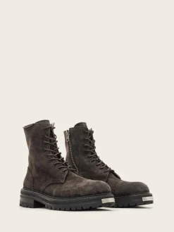 AllSaints Grey Hank Suede Boots