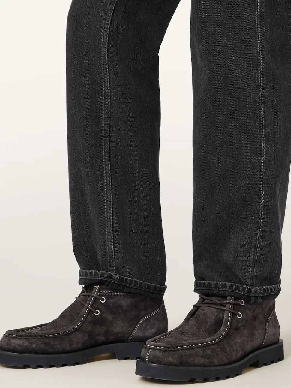 AllSaints Grey Skiff Suede Boots