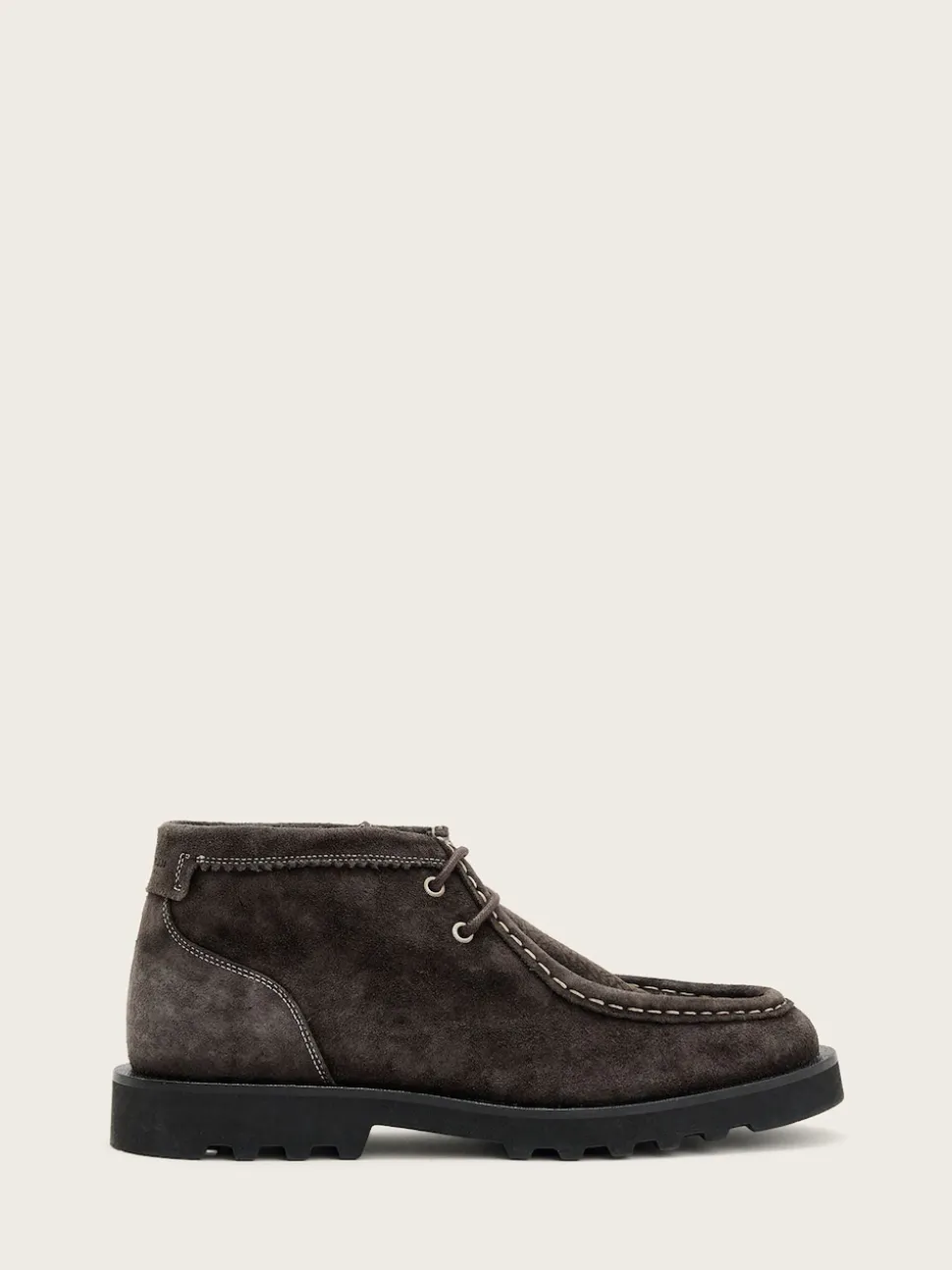AllSaints Grey Skiff Suede Boots