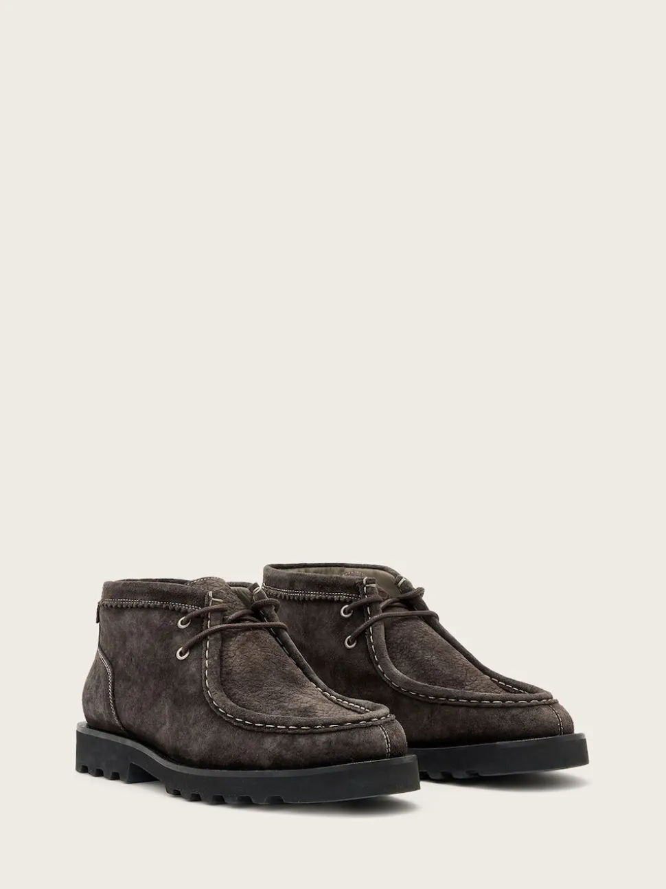 AllSaints Grey Skiff Suede Boots