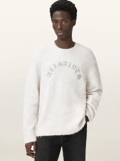 AllSaints White Curv Crew Jumper