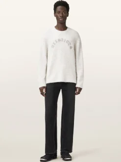 AllSaints White Curv Crew Jumper
