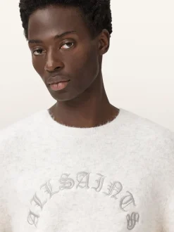 AllSaints White Curv Crew Jumper