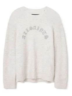 AllSaints White Curv Crew Jumper