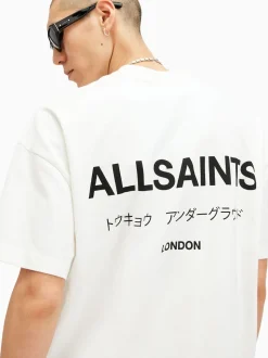AllSaints White Underground Oversized Cotton Crew Neck T-Shirt