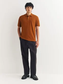 Amber Orange Regular Fit Short Sleeve Pique Polo Shirt