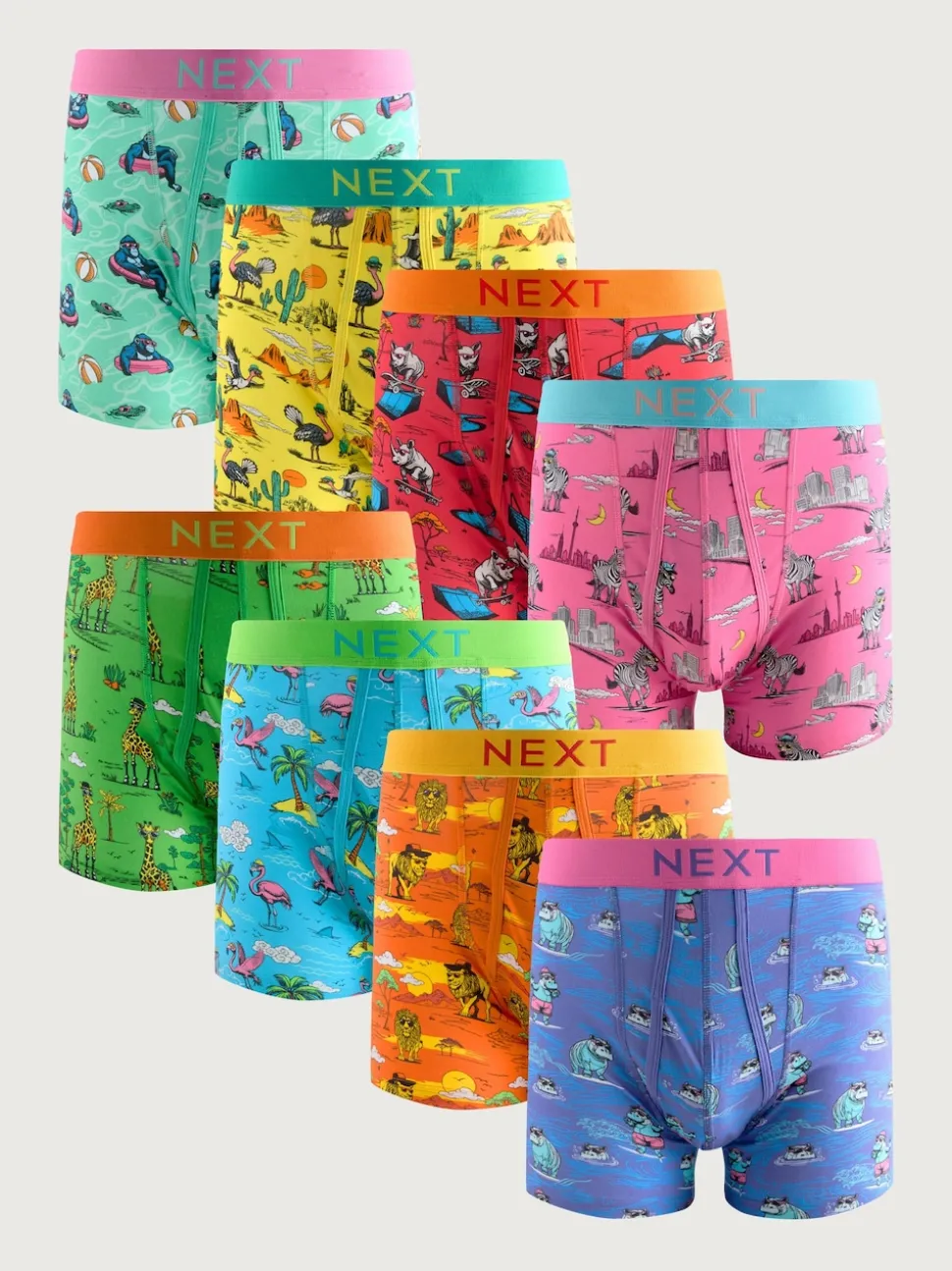 Animal Placement Print A-Front Boxers 8 Pack