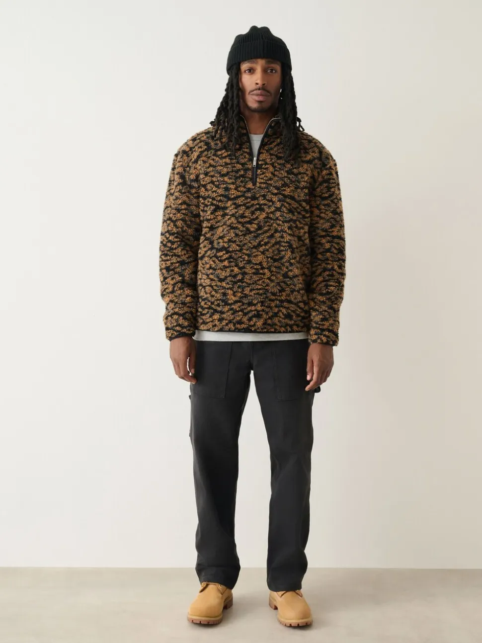 Animal Zip Neck Printed Fleece