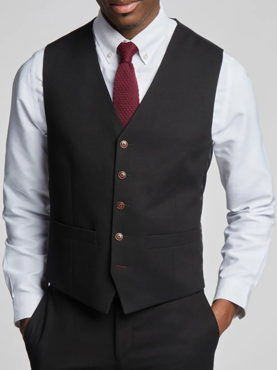 Antique Rogue Black Blake Texture Waistcoat