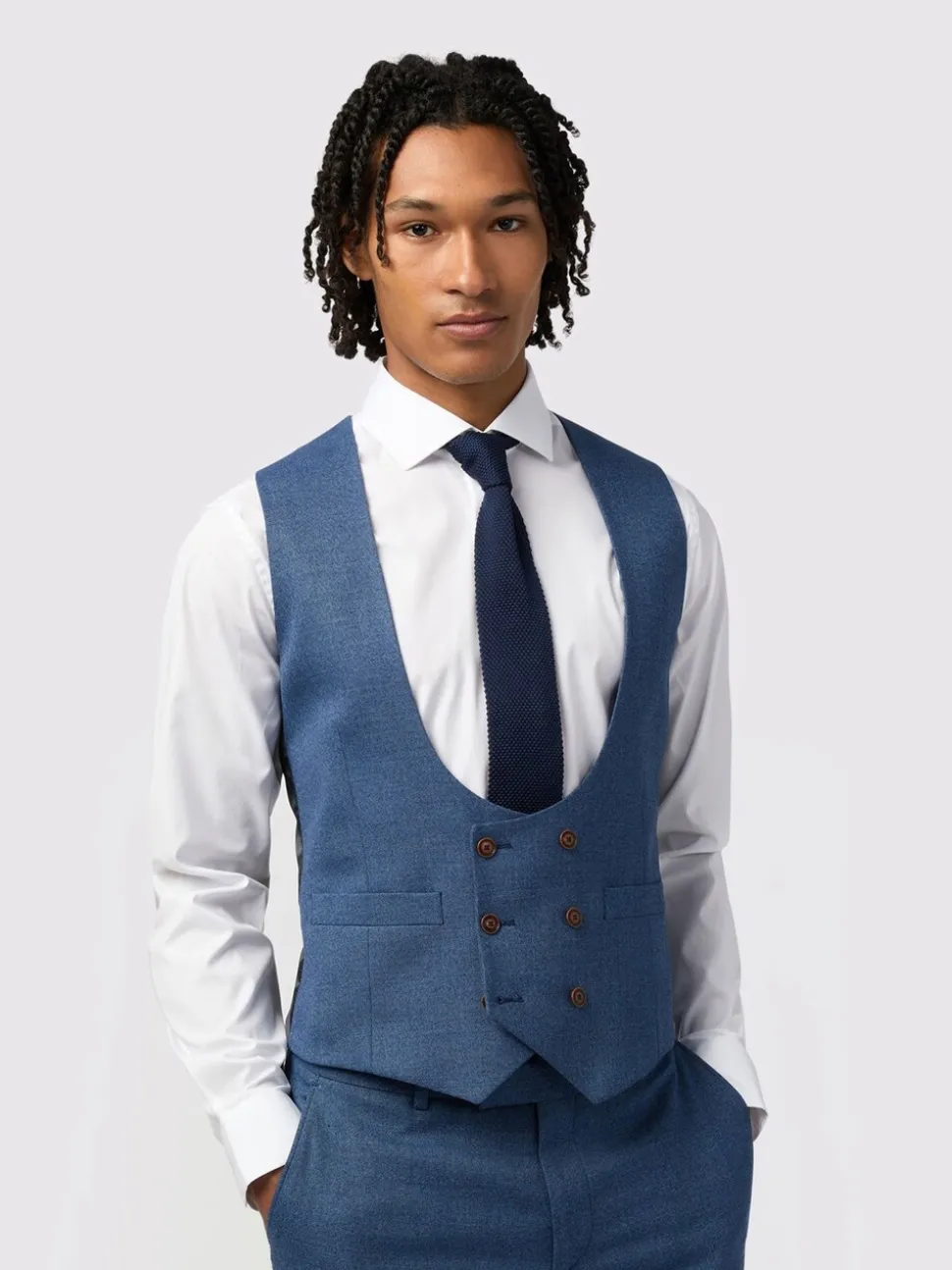 Antique Rogue Blue Blake Texture DB Waistcoat