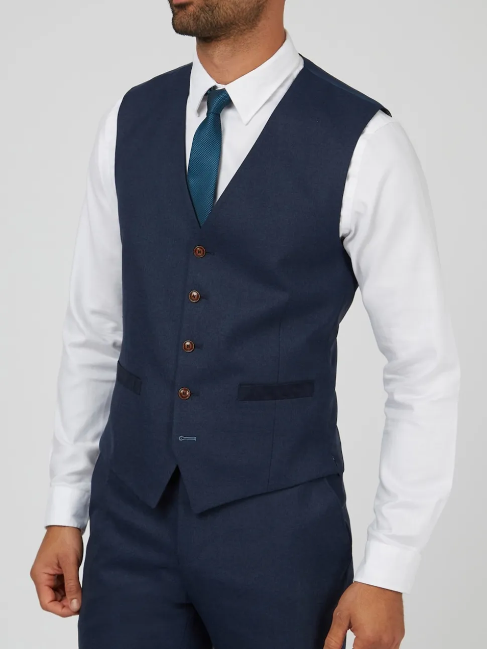 Antique Rogue Blue Blake Texture Waistcoat