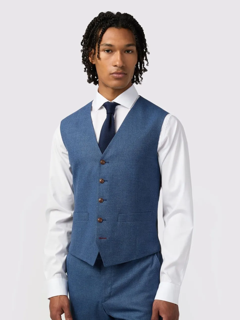 Antique Rogue Blue Blake Texture Waistcoat