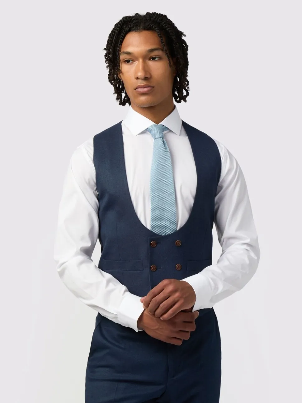 Antique Rogue Blue Blake Texture Waistcoat