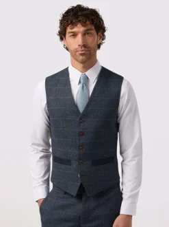 Antique Rogue Blue Check Waistcoat