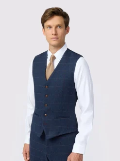 Antique Rogue Blue Ezra Check Waistcoat