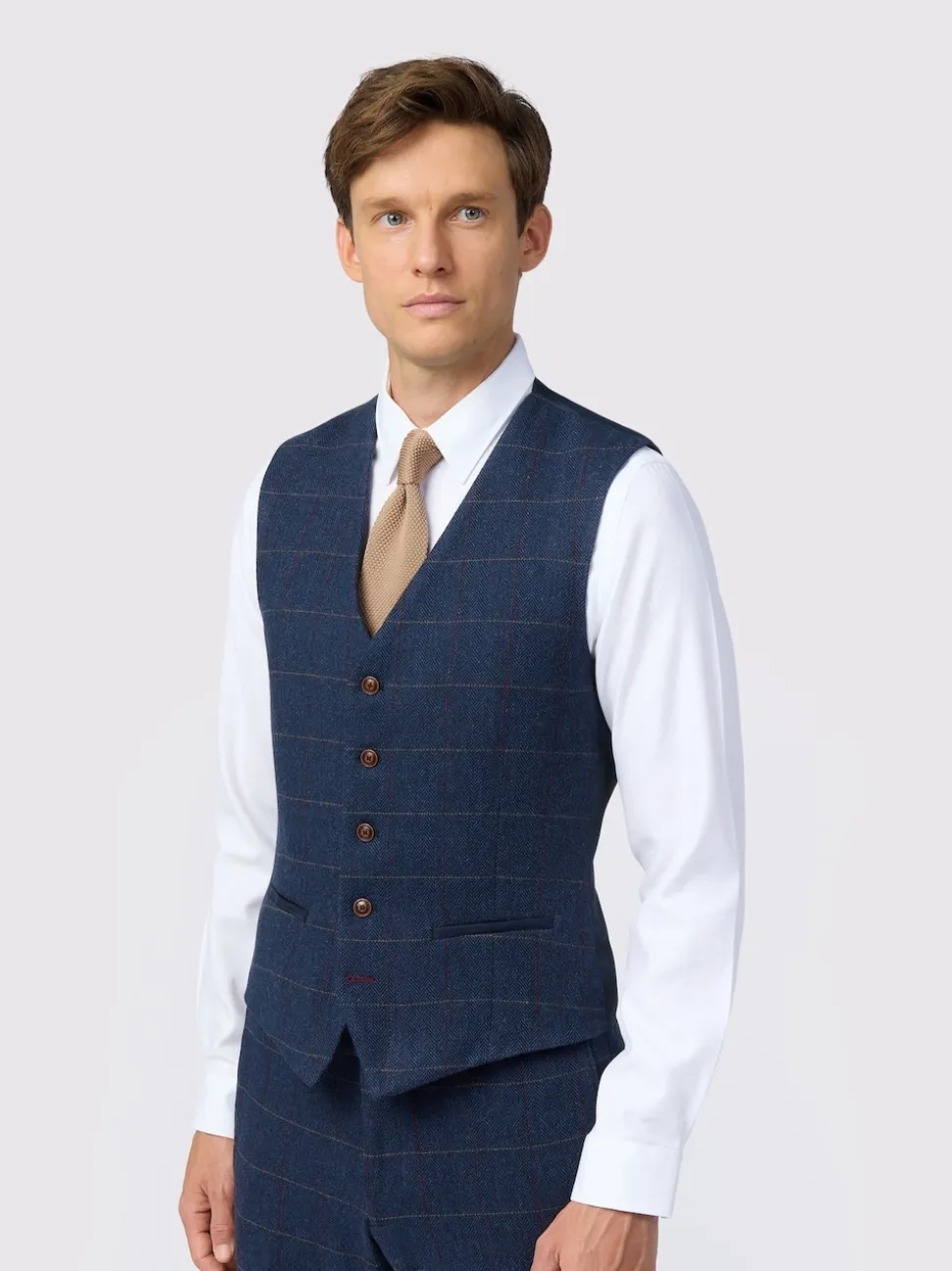 Antique Rogue Blue Ezra Check Waistcoat