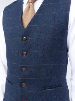 Antique Rogue Blue Ezra Check Waistcoat