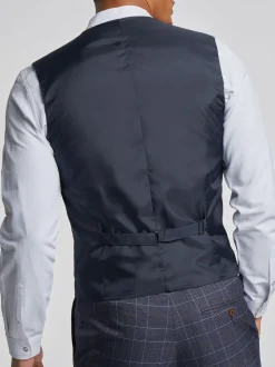 Antique Rogue Blue Overcheck Waistcoat
