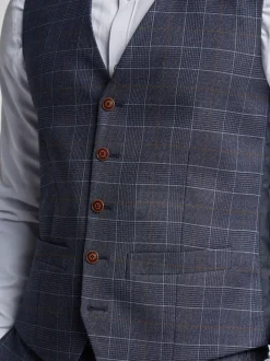 Antique Rogue Blue Overcheck Waistcoat