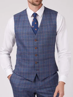 Antique Rogue Blue Overcheck Waistcoat