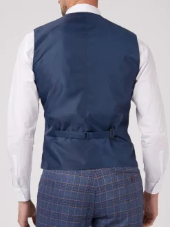 Antique Rogue Blue Overcheck Waistcoat