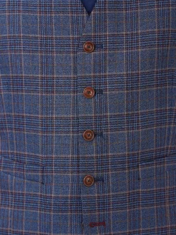 Antique Rogue Blue Overcheck Waistcoat