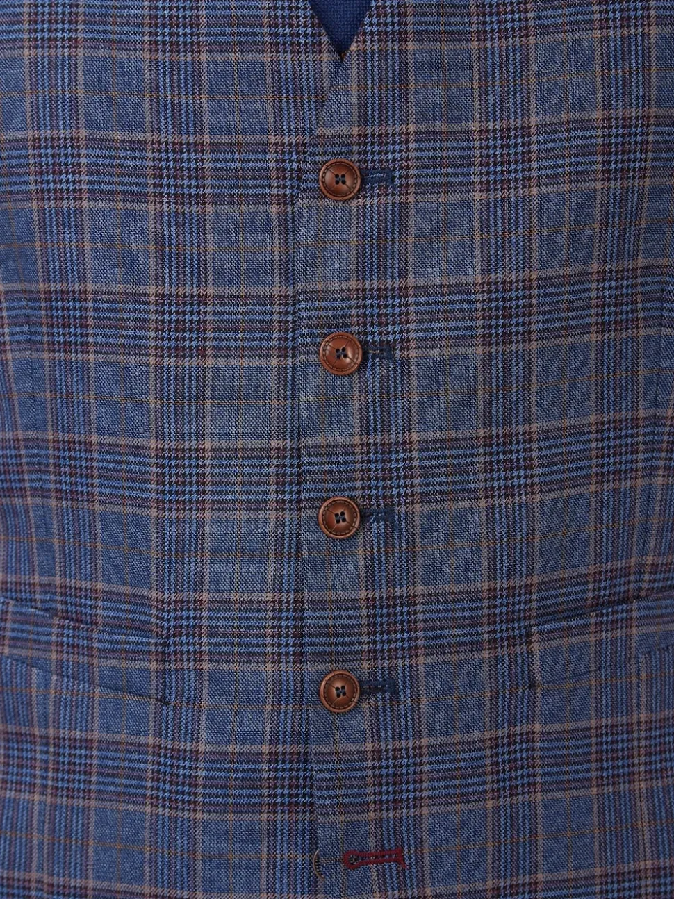 Antique Rogue Blue Overcheck Waistcoat