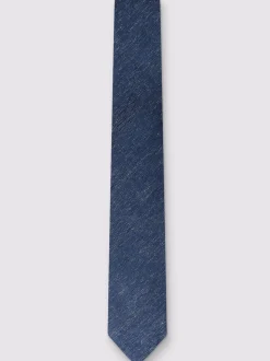 Antique Rogue Blue Plain Linen Blend Tie
