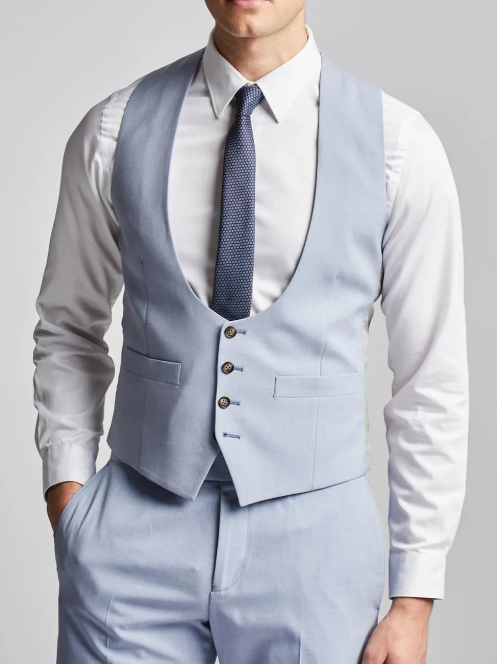 Antique Rogue Blue Slim Scoop Waistcoat