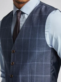 Antique Rogue Blue Windowpane Check Waistcoat