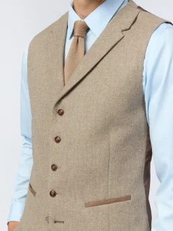 Antique Rogue Brown Camel Herringbone Tweed Waistcoat