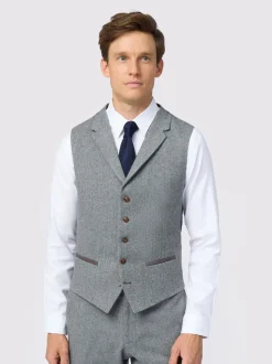 Antique Rogue Grey Herringbone Tweed Waistcoat